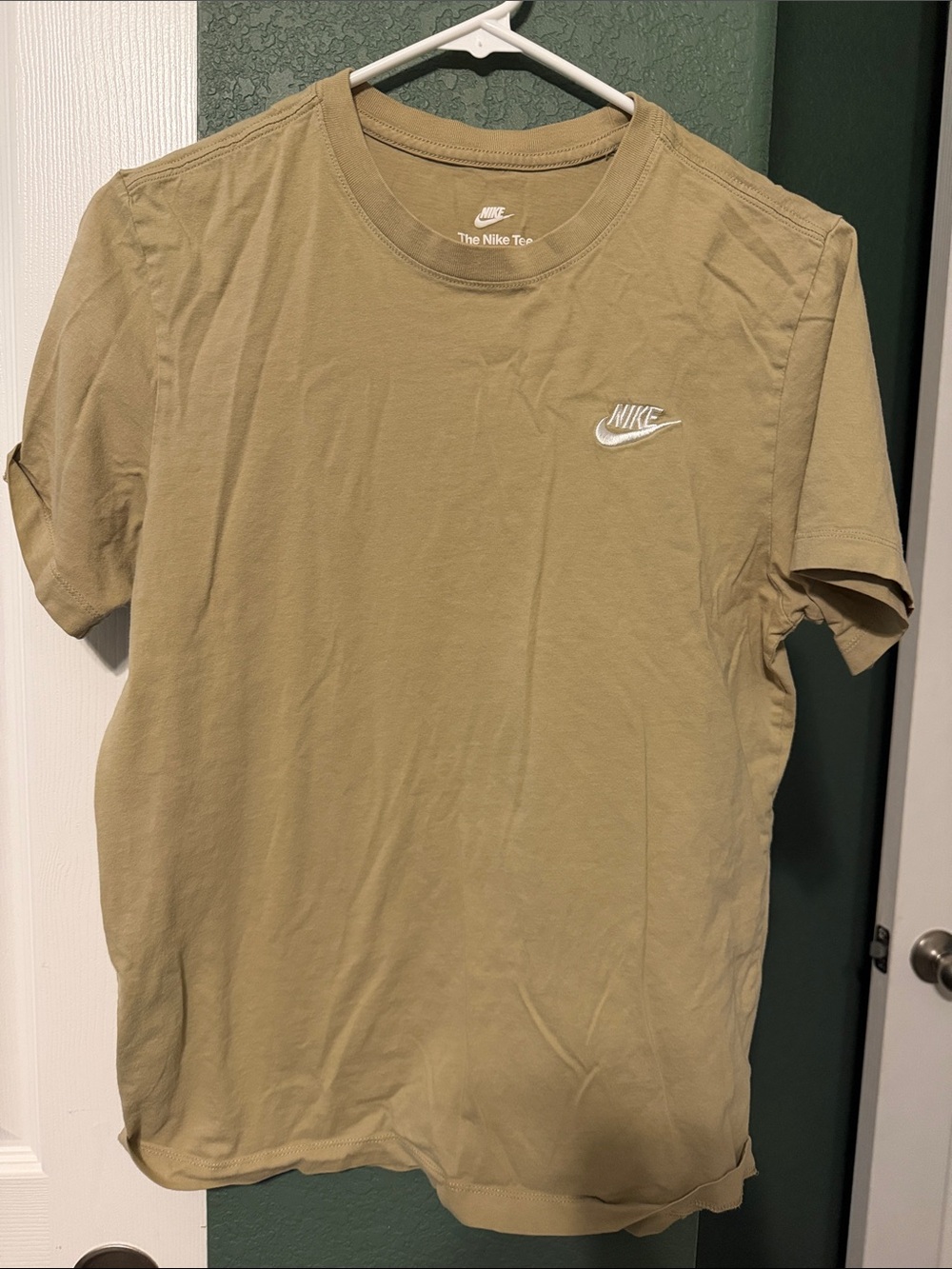 Nike Men's Short-Sleeve Cotton Tee in Olive Drab with White Logo